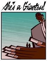 giantess drawing black_hair color handheld glasses shrunken_people dark_skin earrings source_needed yul_tolbert