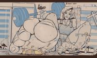 giantess feet muscles abs workout gym bare_midriff breasts drawing city mega monochrome large_breasts destruction toes barefoot cleavage buildings sweat street sitting foot_crush shorts weights vehicles thighs milf necklace vehicle_crush sports_bra whistle looking_at_tiny bare_legs godjirezarts