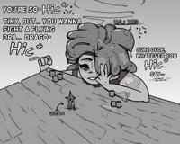giantess rpg slime_girl drawing monochrome smiling shrunken_woman english greyscale gtdaboss
