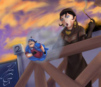 drawing giantess color smoking shrunken_man smoke ace_attorney pipe kogochew dee_vasquez sal_manella