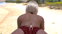 bikini white_hair butt beach shrunken_man tanning digital_render sun sand outdoors laying tainted_wizard
