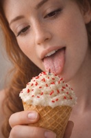 licking ice_cream shrunken_man ai_art golzar giantess vore shrunken red_hair unaware shrinking_man