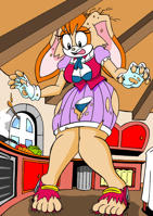 breasts drawing growth giantess panties furry color destruction bunny bra skirt shoes gloves kitchen sonic_the_hedgehog thighs milf ripped_clothing vanilla_the_rabbit bare_legs outgrowing_room drsgrowth dress spoon indoors pan debris rabbit_ears
