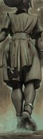 water ocean ankle_bracelet toes dress astronaut island mountains drawing giantess giga space monochrome black_hair color butt destruction clothed barefoot walking toph belt stars space_station behind_view avatar_the_last_airbender cosmic_giantess hair_bun rammzi9