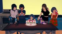 giantess kitchen giantesses birthday birthday_cake neiro_nanami topanganikki monika_brau gyaru_zenigata rinko_yamamoto laoisa_fowler atsuko_yamamoto april16th giant_environment breasts white_hair black_hair skirt glasses blue_hair shoes brunette socks dress dark_skin belt on_shoulder digital_render twin_tails