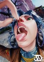 tongue butt handheld boots shrunken_woman open_mouth earrings x-men looking_at_tiny luna_snow green_eyes shorts jacket digital_render js3ds giantess vore mouth marvel_comics rogue_(x-men) marvel_rivals