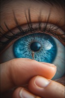 giantess small_man tiny eye shrunken_man eye_contact on_finger eyebrow on_fingers tiny_person blue_eye ai_art nude