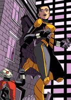 breasts drawing giantess city mega black_hair color destruction handheld buildings gloves boots costume ant-man crowds hanging_on helmet looking_at_tiny anon marvel_comics hope_van_dyne the_wasp scott_lang norikjan