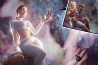 breasts giantess giga horns mega alien space destruction blue_eyes planet handheld skirt brunette brown_eyes moon gloves spaceship ponytail boots sitting giantesses pants thighs tattoo top planet_destruction stars digital_render cosmic_giantess orange_skin sitting_on_planet togruta cutaway bare_midriff padme_amidala ahsoka_tano padme star_destroyer env-light Mega Destruction lekku multiple_sizes star_wars