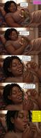 breasts comic handheld story lips kissing shrunken_man dark_skin interracial romance queencontrol ai_art QueenControl