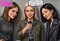 blonde handheld asian group shrunken_woman cruel dialogue struggling bullying queencontrol ai_art