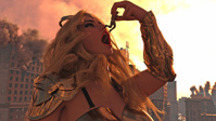 breasts city mega blonde armor destruction handheld buildings crown open_mouth dangle sunset helmet looking_at_tiny redfiredog gauntlets solider Mega Destruction giantess vore goddess digital_render Vore