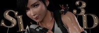 giantess breasts black_hair tifa_lockhart brunette final_fantasy brown_eyes final_fantasy_7 gloves dress boots unknown_artist aerith_gainsborough shrunken_woman shrunken_man pants jacket cloud_strife source_needed legs_crossed on_shoulder no_background digital_render looking_at_tinies