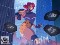 breasts drawing giantess city mega black_hair color destruction blue_eyes handheld buildings shoes giganta gloves red_hair boots foot_crush muscles suit dark_skin smoke night thighs metropolis costume earrings dialogue leopard_print dc_comics bare_legs jimmy_olsen bigchipher66 my_adventures_with_superman hair_covering_eye Mega Destruction wuk