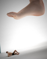 breasts crush blonde butt barefoot butt_crush blood elf shrunken_men elf_butt_crush_poser_comic digital_render