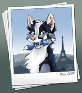 drawing gentle giantess vore furry wolf anthro color blue_eyes teeth anime blue_skin camera shrunken_man photograph paris eiffel_tower source_needed sharp_teeth tanidareal looking_at_tiny