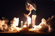 collage mega goddess hand legs nasa rocket shuttle