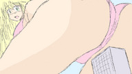 drawing giantess panties city color butt anime green_eyes oekaki