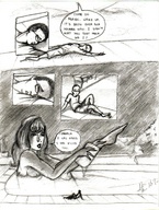 breasts drawing nude sleeping monochrome male anime shrunken_men sitting men pool shrunken_man