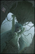 breasts giantess karbo nude color tree shrunken_men dryad shrunken_people shrunken_woman yawn