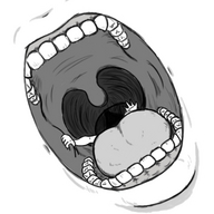 drawing vore monochrome mouth teeth anime hand throat swallowed canime