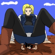 drawing giantess color anime sitting android_18 dragon_ball ball goku