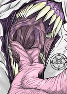 drawing vore furry color tongue chimerasynx open_mouth point_of_view sharp_teeth