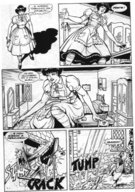 breasts drawing growth giantess manga monochrome anime dress alice_in_wonderland white_rabbit outgrowing_room