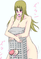 drawing giantess nude blushing masturbation blonde color futanari destruction penis cleavage red_eyes building_sex kariumu open_mouth
