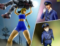 drawing giantess blonde robot anime omc muscles police_uniform uniform
