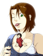 drawing color cleavage anime shrunken_men e-akahele between_breasts
