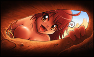 breasts drawing giantess karbo color saliva open_mouth point_of_view looking_at_viewer