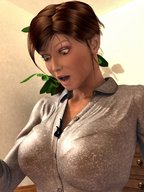 breasts clothed cleavage tontoblackadder surprise shrunken_man digital_render