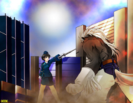 drawing furry tail city color omc police horse police_uniform uniform town minotaur