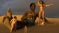 breasts nude blonde black_hair large_breasts swimsuit penis handheld barefoot brunette multiple_sizes sitting bbw sunglasses on_shoulder undefinederror digital_render