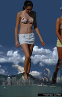 breasts giantess crush city mega black_hair destruction barefoot water legs giantesses