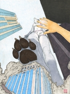 drawing giantess crush furry city color foot_crush fox_girl