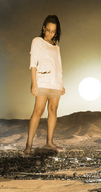 giantess crush black_hair destruction barefoot town dark_skin