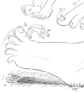 drawing barefoot anime shrunken_men foot_play debolte