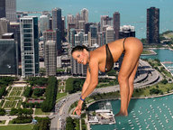 giantess collage city swimsuit water ocean smiling highway boats vehicles skyscrapers looking_at_viewer