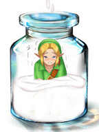 drawing blonde color bottle shrunken_man the_legend_of_zelda link_(the_legend_of_zelda)