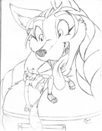 drawing gentle furry monochrome clothed canine