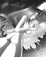 drawing gentle giantess arguswulfe nude mega monochrome handheld anime trigun