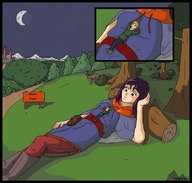 drawing gentle giantess color anime lying_down shrunken_men shrunken_man