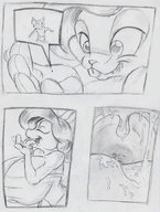 drawing vore furry rabid comic monochrome huge_breasts unknown_artist panels