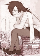 drawing giantess mega monochrome destruction clothed stockings giantess_night sitting_on_building