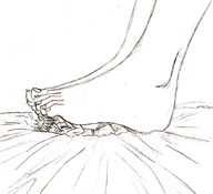 drawing giantess crush feet monochrome barefoot anime struggle shrunken_men under_foot