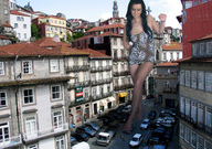 giantess crush collage panties feet city mega upskirt black_hair long_hair destruction barefoot dress shrunken_men foot_crush foot_print vehicle_crush