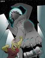 drawing crush furry color destruction giant paws foot_crush muscles abs vehicles ejbo8 point_of_view