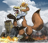 drawing furry wolf city centaur destruction taur airplane